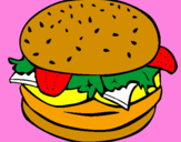 Disegno Hamburger completo  pitturato su luis beci