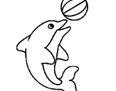 Disegno Delfino con una palla  pitturato su Roby