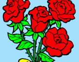 Disegno Mazzo di rose  pitturato su agnese