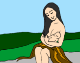 Disegno Madre e figlio  pitturato su kiara