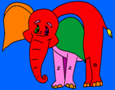 Disegno Elefante felice  pitturato su beatrice4