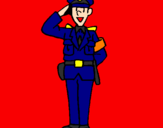 Disegno Poliziotto che saluta  pitturato su alessandro bassan