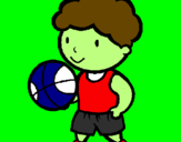 Disegno Giocatore di pallacanestro  pitturato su tommaso