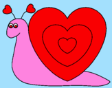 Disegno Lumachina cuore  pitturato su chiara