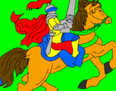 Disegno Cavaliere a cavallo pitturato su davide mancini