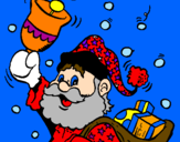 Disegno Babbo Natale con la sua campana  pitturato su giada
