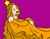 Disegno Principessa rilassata  pitturato su margarita