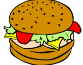 Disegno Hamburger completo  pitturato su Ben