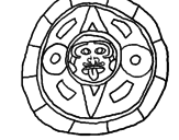 Disegno Calendario maya  pitturato su sandro