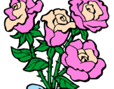 Disegno Mazzo di rose  pitturato su ivana