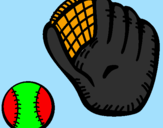 Disegno Guanto da baseball e pallina pitturato su MARCO