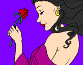 Disegno Principessa con una rosa pitturato su zakuro