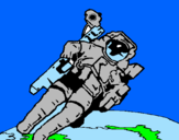 Disegno Astronauta nello spazio  pitturato su LORENZO