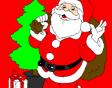 Disegno Babbo Natale con lalbero di Natale pitturato su denise f