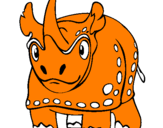 Disegno Rinoceronte  pitturato su il collo lungo per mamma
