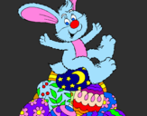 Disegno Coniglio di Pasqua pitturato su giulia GALANTE