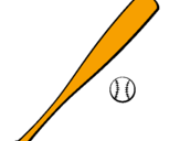 Disegno Mazza da baseball e Pallina  pitturato su ciccio