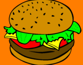 Disegno Hamburger completo  pitturato su kevin di cossato