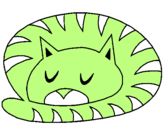 Disegno Gatto addormentato  pitturato su Ludovico