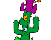 Disegno Cactus con il cappello  pitturato su juliormz