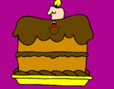 Disegno Torta di compleanno  pitturato su MaTiLdE
