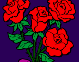 Disegno Mazzo di rose  pitturato su sultana