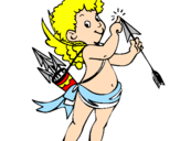 Disegno Cupido  pitturato su kaki