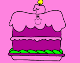 Disegno Torta di compleanno  pitturato su chicco 
