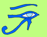 Disegno Occhio di Horus  pitturato su diana