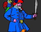 Disegno Pirata con il pappagallo  pitturato su Giulio