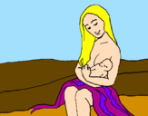 Disegno Madre e figlio  pitturato su alessia