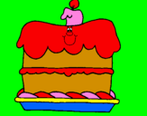 Disegno Torta di compleanno  pitturato su hellen