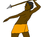 Disegno Cacciatore africano  pitturato su ciccio