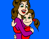 Disegno Madre e figlia abbracciate pitturato su MALU