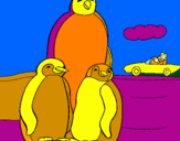 Disegno Famiglia pinguino  pitturato su thomas