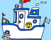 Disegno Barca con ancora  pitturato su nave