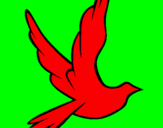 Disegno Colomba della pace in volo pitturato su giorgina