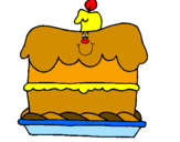 Disegno Torta di compleanno  pitturato su polo