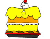 Disegno Torta di compleanno  pitturato su marco