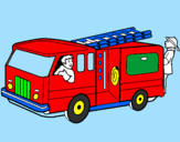 Disegno Pompieri sul camion  pitturato su ELIA  B.