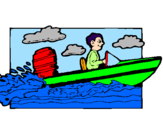 Disegno Acquatico barca pitturato su valerio