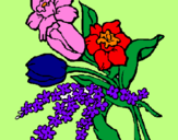 Disegno Mazzo di fiori pitturato su claudia