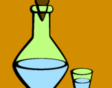 Disegno Carraffa e bicchierone pitturato su martina