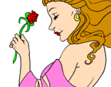 Disegno Principessa con una rosa pitturato su antonella99