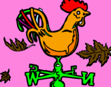 Disegno Banderuole e gallo  pitturato su marta