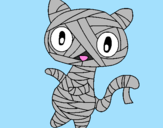 Disegno Mummia gatto scaraboechio pitturato su silvia