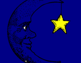 Disegno Luna e stelle  pitturato su sabatina