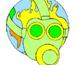 Disegno Terra con maschera anti-gas  pitturato su viviana datola