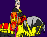 Disegno Cavaliere a cavallo pitturato su pira