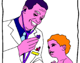 Disegno Medico con lo stetoscopio  pitturato su silvia